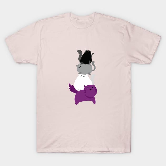 LGBTQ Cat Kawaii Progressive Pride Asexual Flag T-Shirt by Sonyi